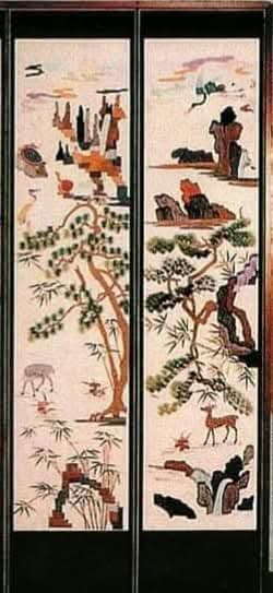 십장생 그림 자수